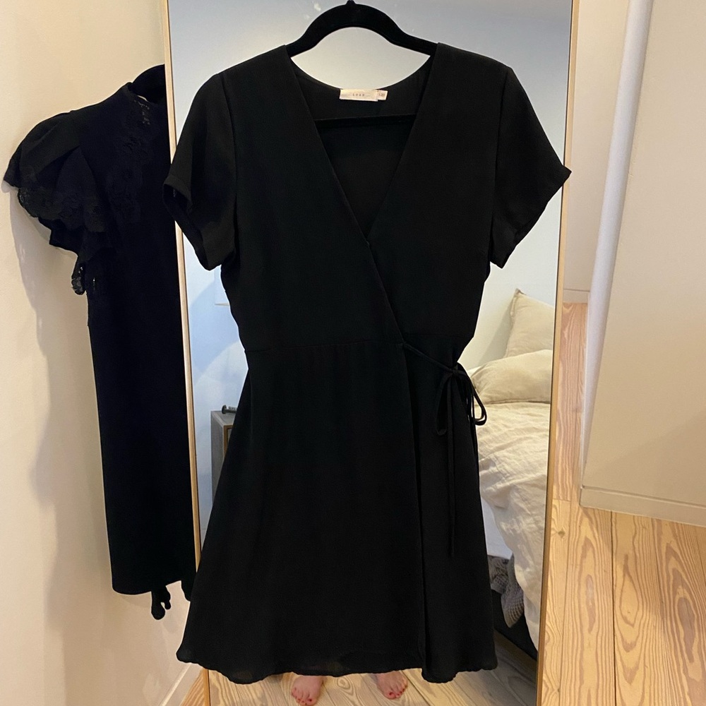 LUSH black lightweight wrap mini dress